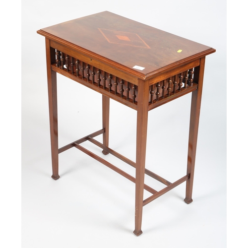 543 - Edwardian Mahogany sewing table with bobbin rails