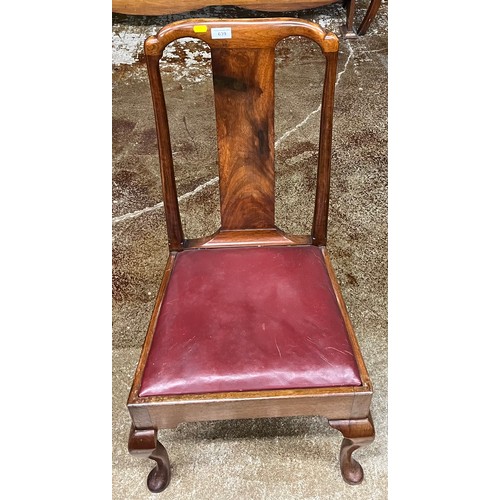 584 - Mahogany 19th century leather seated high back side chair