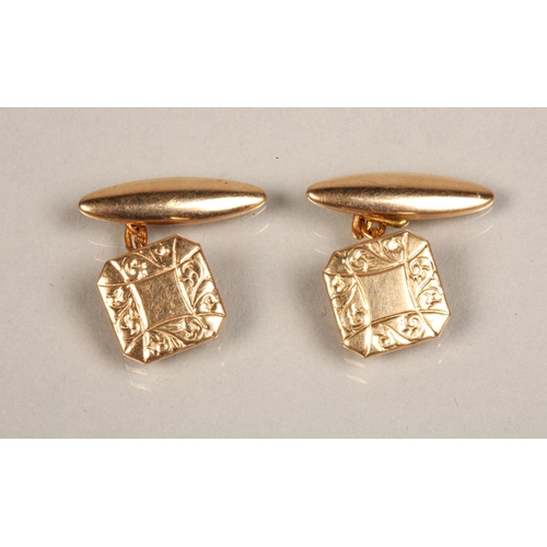 82 - Yellow metal gilt marked cufflinks