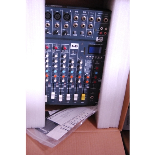 65 - Boxed Studiomaster Club XS8 mixer and a Studiomaster C2-2 stereo compact mixer.  (2)