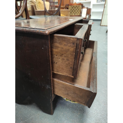 372 - 18th Century and later oak chest of drawers of low proportions with two deep drawers above two small... 