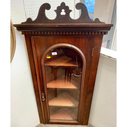 509 - Victorian Mahogany glass fronted corner cabinet