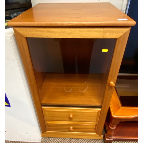 502 - Teak glass  fronted two drawer hi-fi cabinet