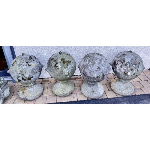 495 - Four large granite stone post finials/balls (4)