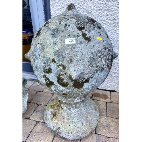 495 - Four large granite stone post finials/balls (4)