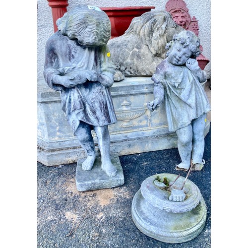 486 - Pair of garden statues of children (2)