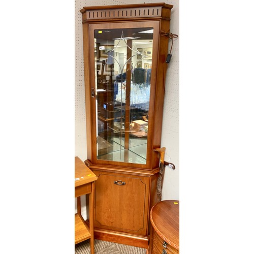 471 - Yew corner cabinet with light fittings