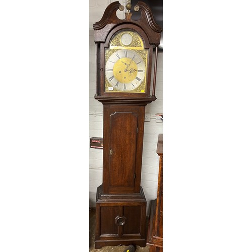 549 - Late 18th century Long case clock by Peter Hunter, Alloa, with brass dial, 210 cm high