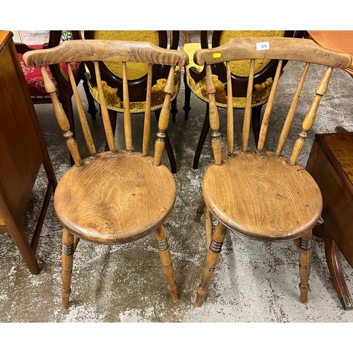 575 - Pair of oak dining chairs (2)