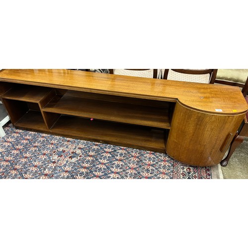 585 - Art Deco teak sideboard , with curved cupboard, 198 x 40 x 59 cm