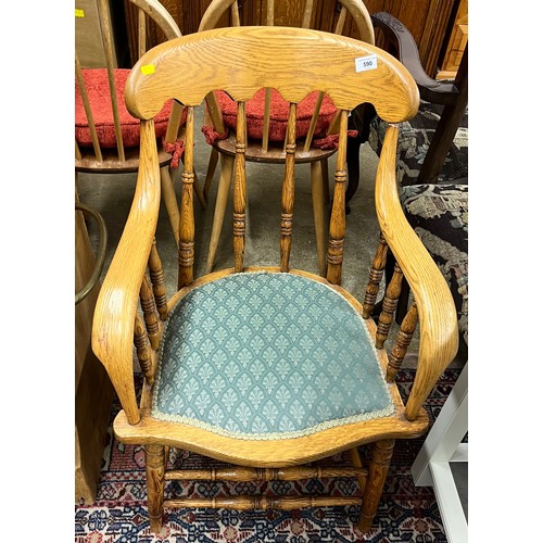 590 - Oak carver arts and craft chair