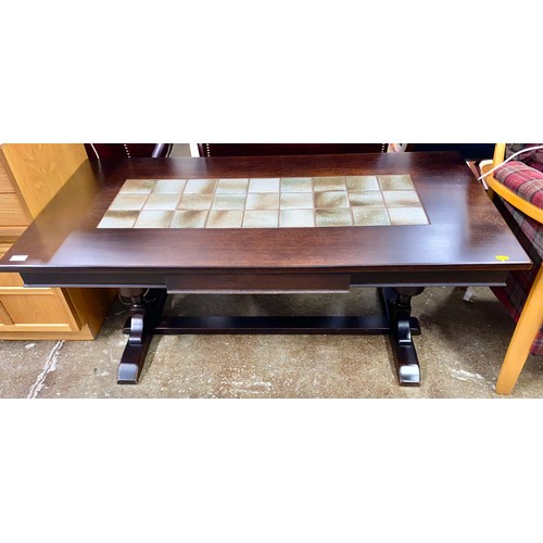 601 - Large lounge table, with tiled top and single drawer, 132 x 68 x 54 cm