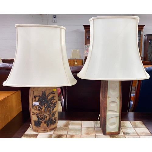 602 - Two large table  mid century ceramic lamps (2)