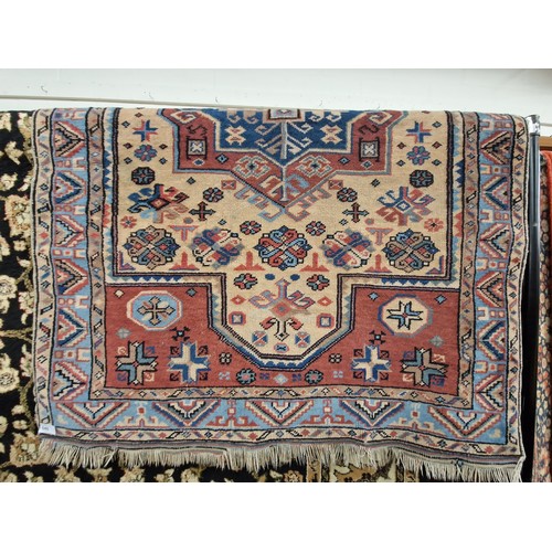 646 - Blue, red, and cream rug