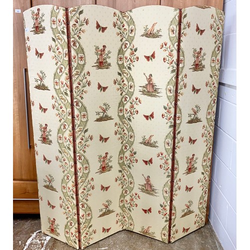 626 - Folding screen with woodland tapestry design, 168cm h