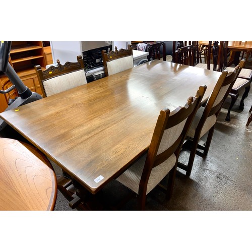 632 - Oak dining table with four side chairs, and similar large dresser