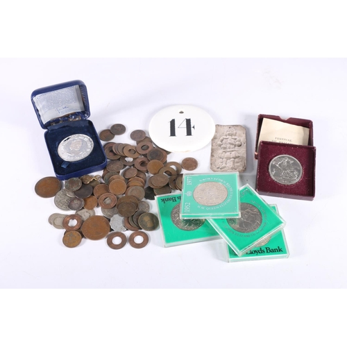 673 - Coins to include a John Pinches silver Jubilee 1977 silver medal 38g, in issue case, a Festival of B... 