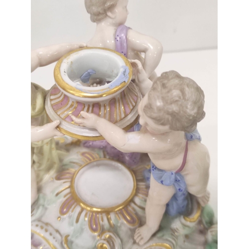 312 - Meissen porcelain centrepiece circa late 19th/early 20th century, modelled as spill vase with encrus... 