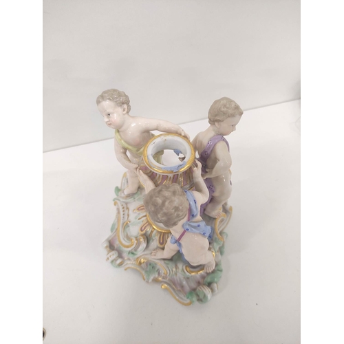 312 - Meissen porcelain centrepiece circa late 19th/early 20th century, modelled as spill vase with encrus... 