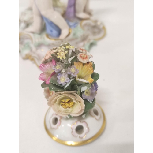 312 - Meissen porcelain centrepiece circa late 19th/early 20th century, modelled as spill vase with encrus... 