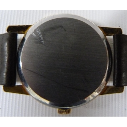 106 - Omega manual wind gent's dress wristwatch, c. 1950s/60s, in stainless steel case with gold plated be... 