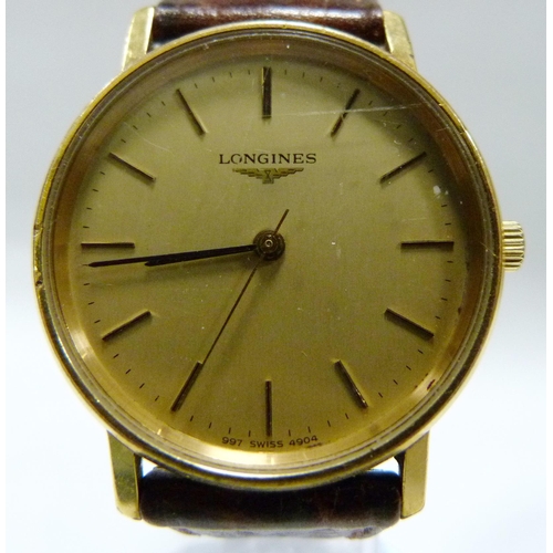 109 - Longines Automatic 997 4904 gent's dress wristwatch in stainless steel case with gold plated bezel, ... 