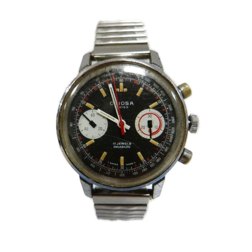 113 - Oriosa Swiss 17 jewels chronograph manual wind diver's watch, c. 1960s, in stainless steel case with... 