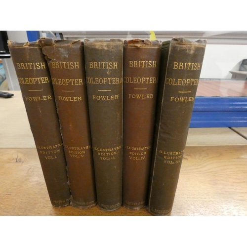 132 - FOWLER W. W.  The Coleoptera of the British Islands. 5 vols. 180 hand col. plates. Orig. brown cloth... 