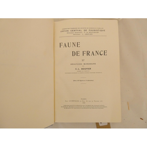 144 - FAUVEL PIERRE.  Faune de France. Vols. 5, 9, 16, 37, 58 & 60. Illus. Blue cloth. Paris... 