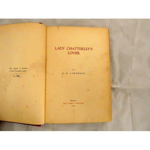 202 - LAWRENCE D. H.  Lady Chatterley's Lover. Ltd. ed. 96/1000. Title leaf in red and black. Large 8vo wi... 