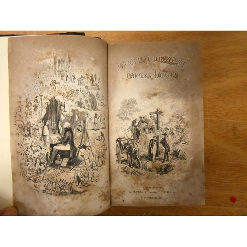 205 - DICKENS CHARLES.  Martin Chuzzlewit. Eng. frontis, title vignette (100£ on signpost), plates & i... 