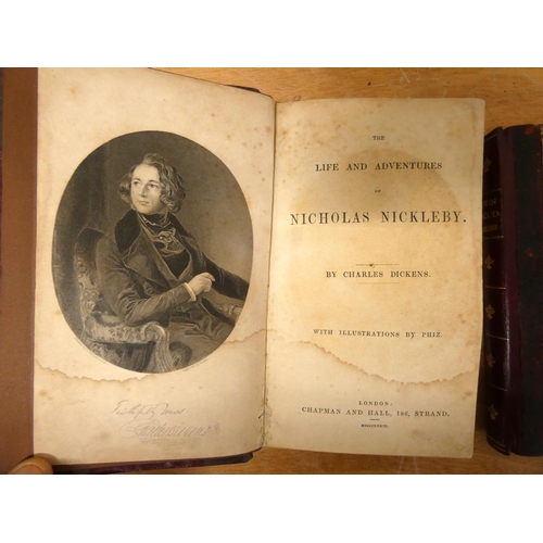 207 - DICKENS CHARLES.  The Life & Adventures of Nicholas Nickleby. Eng. port. frontis & plates (m... 