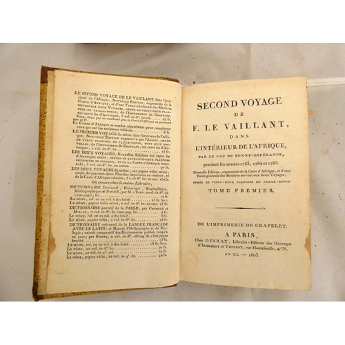 215 - LE VAILLANT F.  Second Voyage dans L'Interieur de L'Afrique. 3 vols. Half titles. Large fl... 