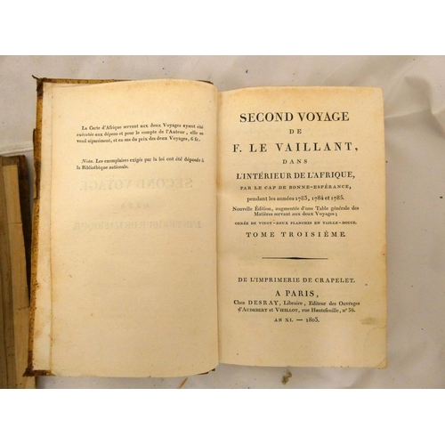 215 - LE VAILLANT F.  Second Voyage dans L'Interieur de L'Afrique. 3 vols. Half titles. Large fl... 