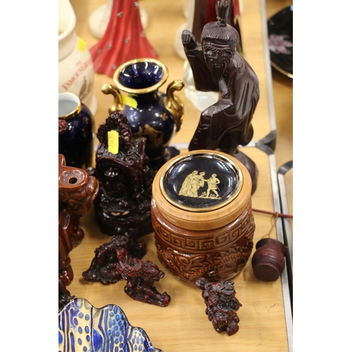 101 - Oriental items to include a figure of Buddha, vases, small figures, etc.