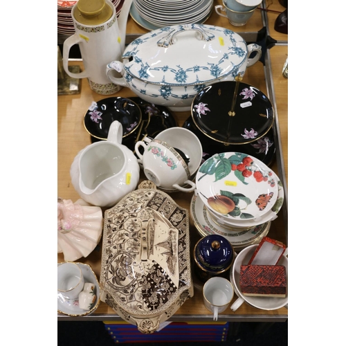 110 - Decorative ceramics, tea ware to include Palissy cake plates, Wedgood soup coupes, etc.