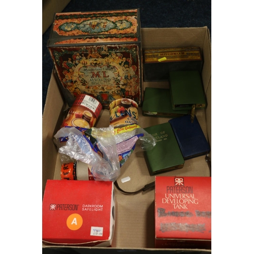 121 - Bank of Scotland savings banks, vintage tins, etc.