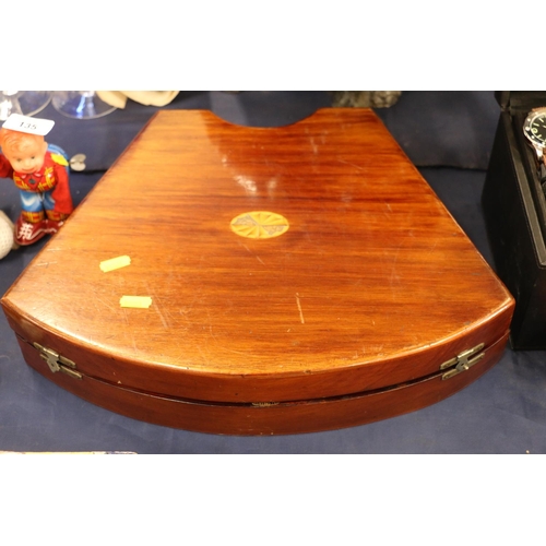 134 - Edwardian canteen of cutlery, in shaped mahogany box.