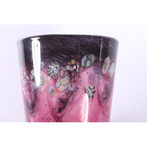 154 - Scottish Art Glass millefiori and mottled swirl decorated vase, 15cm.