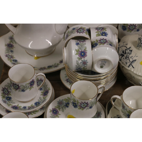 159 - Paragon Cherwell coffee and teaset comprising pots, cups, saucers, plates, etc.and a Robert Heron fl... 