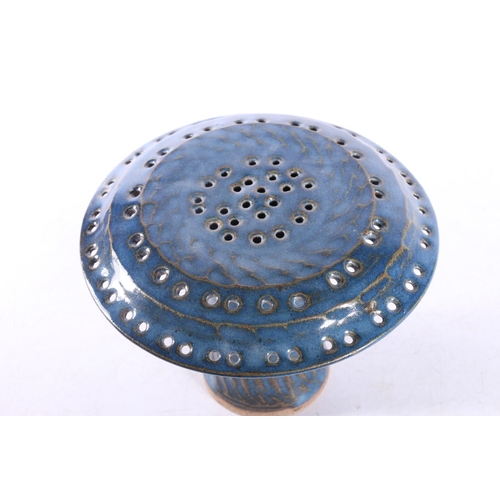 36 - Studio Pottery incense holder or stand, marked 'JR' to base, 13cm.