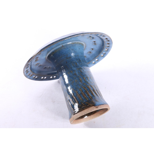 36 - Studio Pottery incense holder or stand, marked 'JR' to base, 13cm.