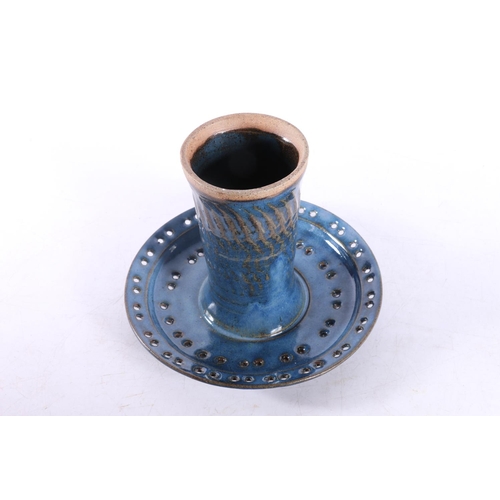 36 - Studio Pottery incense holder or stand, marked 'JR' to base, 13cm.