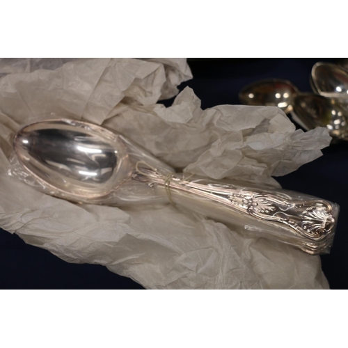 74 - Silver-plated ware to include an entrée dish, flatware, etc., and a silver topped toilet jar decorat... 