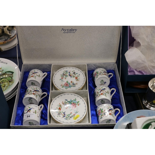 84 - Six Aynsley Pembroke pattern coffee cans and saucers, boxed.