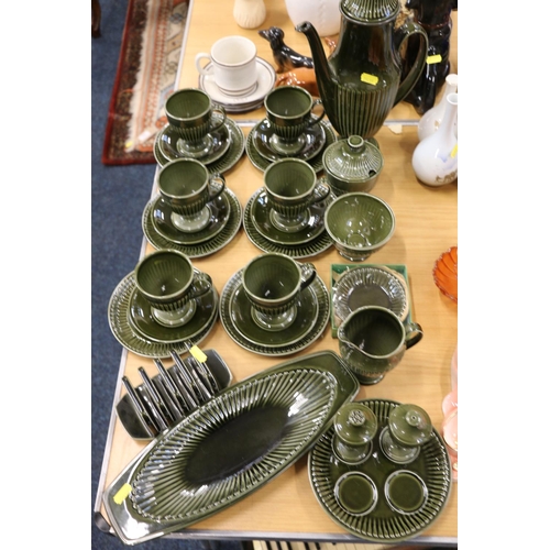 99 - Carlton Ware green ground breakfast set.