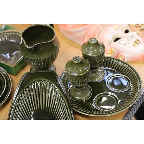 99 - Carlton Ware green ground breakfast set.