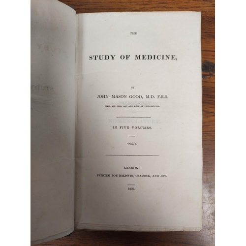 157 - GOOD JOHN MASON.  The Study of Medicine. 5 vols. Orig. brds., wear, some chipping & loss, in a l... 