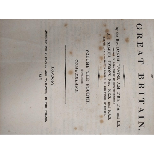 161 - LYSONS D. & S.  Magna Britannia - Volume the Fourth Containing Cumberland. Fldg. &... 