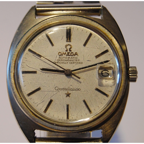 99 - Omega Constellation Chronometer automatic gent's wristwatch, c. 1970s, in stainless steel case with ... 